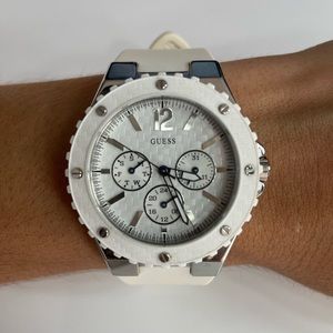 Guess White Silicone Band Women Watch